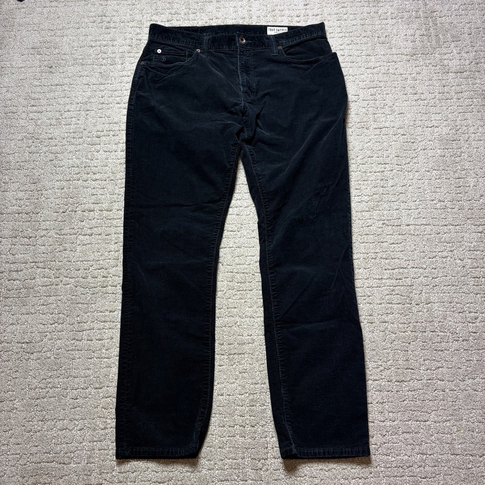 Todd Snyder Pants Mens 32x30 Black Corduroy Slim Straight Cords Stretch Italy